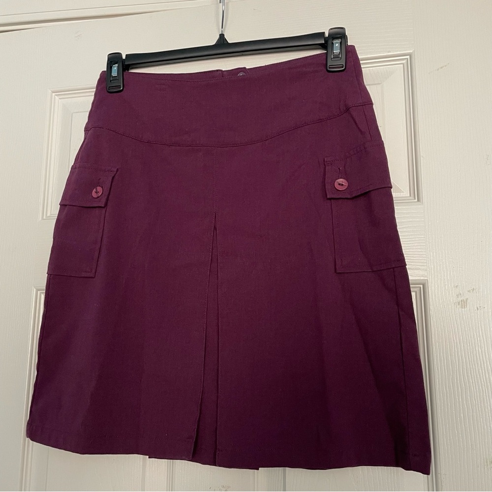 Christopher & Banks purple plum a-line midi skirt with cargo pockets Size 4